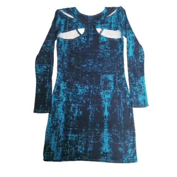 Hurley Women's Blue Artistic Print Atreyu Long Sleeve Bodycon Dress Size Small - Picture 3 of 13
